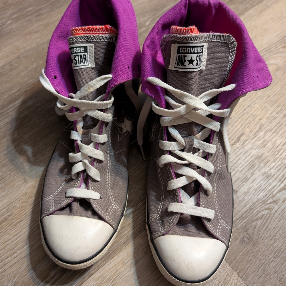 Converse One Star High-Tops with Purple Accents